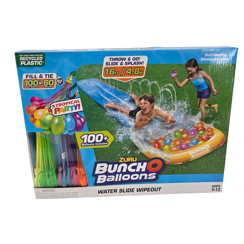 Zuru Bunch O Balloons Water Slide Wipeout 16ft‎ Slide 100+ Balloons
